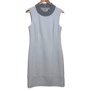 Peserico Made in Italy Size 42 US 6 Gray Knit Collar Sleeveless Shift Dress